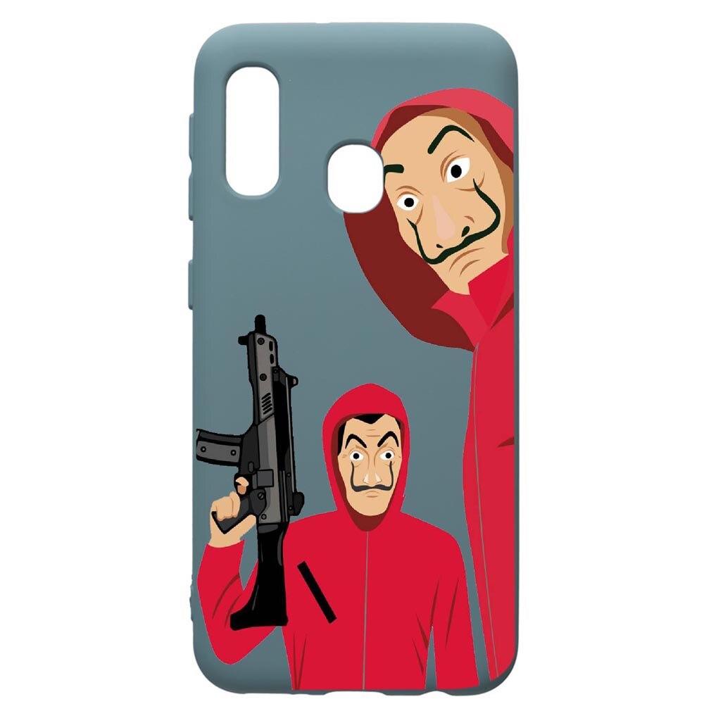 Husa Premium Silicon Compatibila Cu Samsung Galaxy A20E, La Casa De Papel, cu interiorul din material textil, protectie camera, Cornflower, PCF392