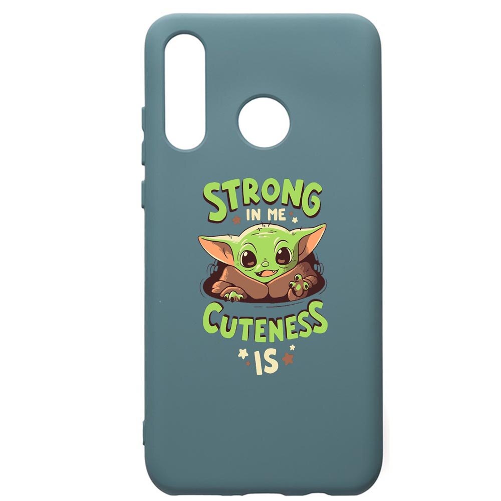 Husa Premium Silicon Compatibila Cu Huawei P30 Lite, Star Wars Baby Yoda, cu interiorul din material textil, protectie camera, Cornflower, PCF400