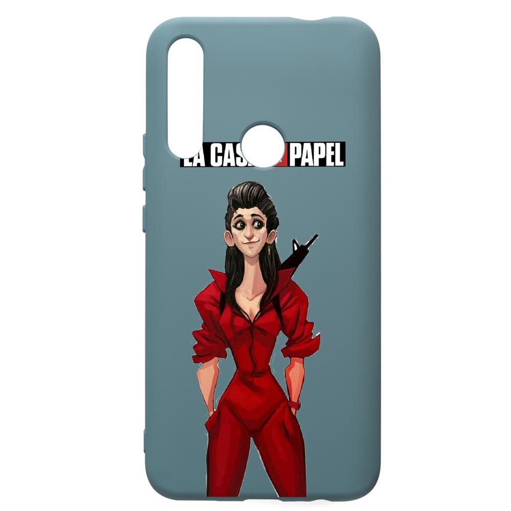 Husa Premium Silicon Compatibila Cu Huawei Y7 2019, La Casa De Papel - Nairobi, cu interiorul din material textil, protectie camera, Cornflower, PCF393