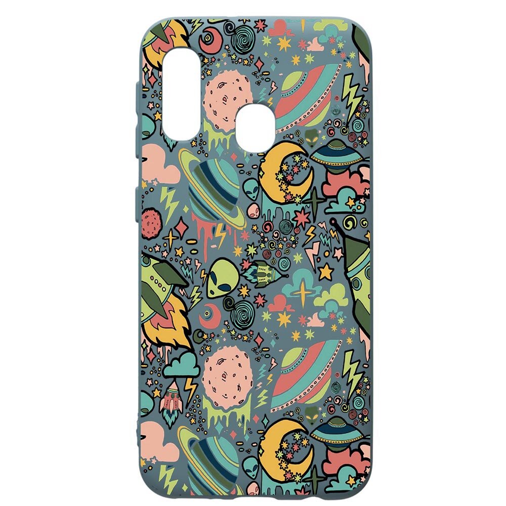 Husa Premium Silicon Compatibila Cu Samsung Galaxy A20E, Universe, UFO, cu interiorul din material textil, protectie camera, Cornflower, PCF472