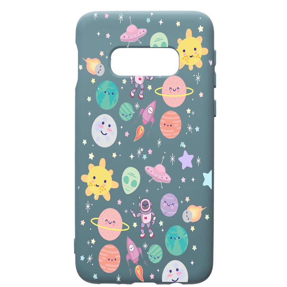 Husa Premium Silicon Compatibila Cu Samsung Galaxy S10, Universe, UFO, cu interiorul din material textil, protectie camera, Cornflower, PCF473
