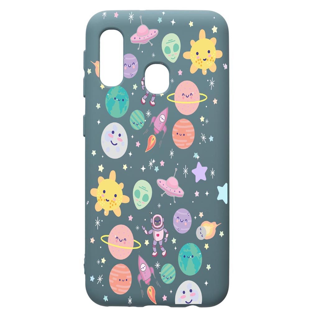 Husa Premium Silicon Compatibila Cu Samsung Galaxy A20E, Universe, UFO, cu interiorul din material textil, protectie camera, Cornflower, PCF473