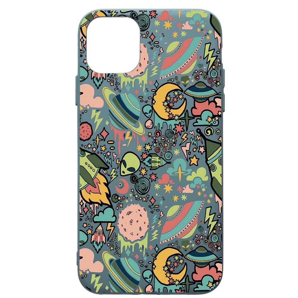 Husa Premium Silicon Compatibila Cu Apple iPhone 11 Pro Max, Universe, UFO, cu interiorul din material textil, protectie camera, Cornflower, PCF472