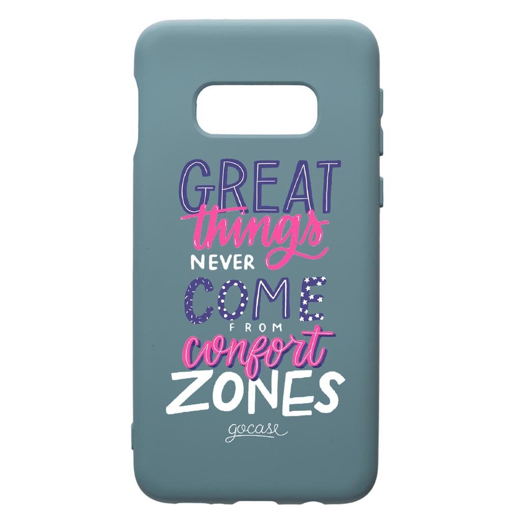 Husa Premium Silicon Compatibila Cu Samsung Galaxy S10, Great Things, cu interiorul din material textil, protectie camera, Cornflower, PCF486