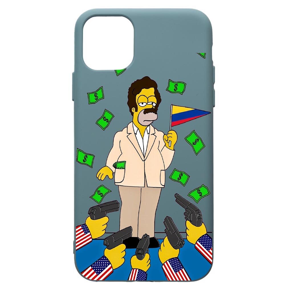 Husa Premium Silicon Compatibila Cu Apple iPhone 11 Pro Max, Narcos The Simpsons, cu interiorul din material textil, protectie camera, Cornflower, PCF439