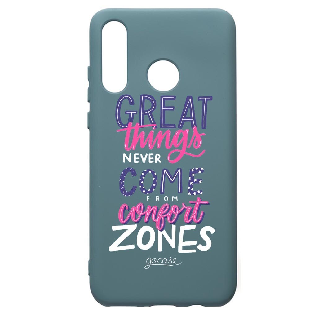 Husa Premium Silicon Compatibila Cu Huawei P30 Lite, Great Things, cu interiorul din material textil, protectie camera, Cornflower, PCF486