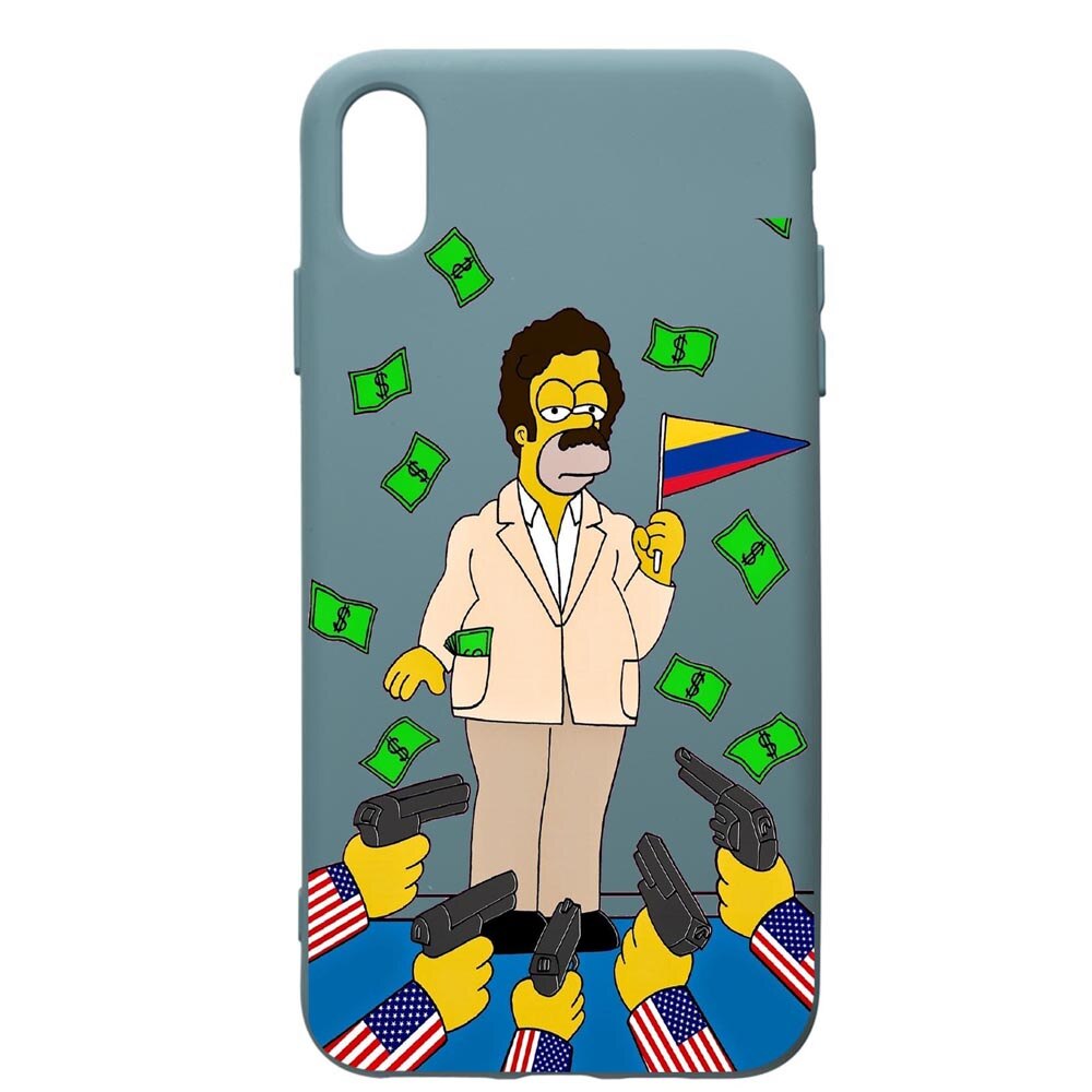 Husa Premium Silicon Compatibila Cu Huawei Y5 2019, Narcos The Simpsons, cu interiorul din material textil, protectie camera, Cornflower, PCF439