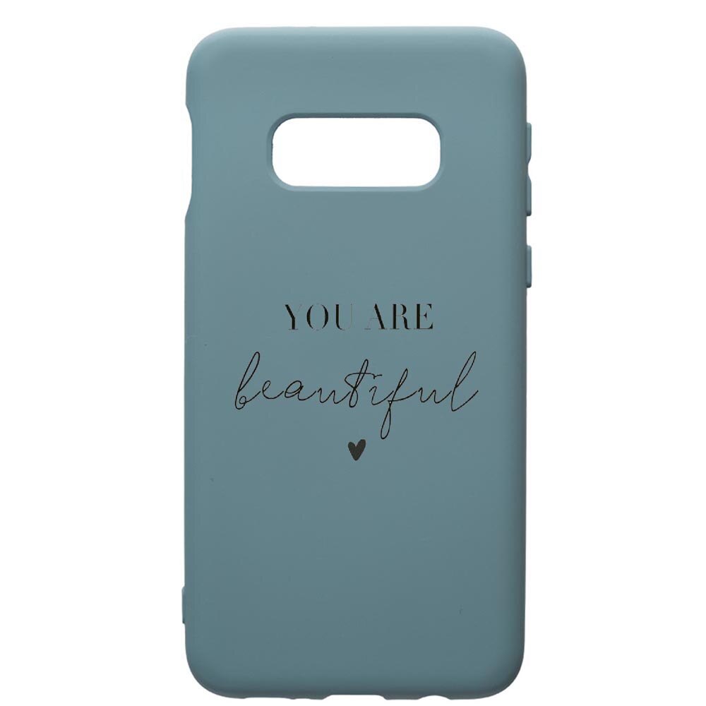 Husa Premium Silicon Compatibila Cu Samsung Galaxy S10, You Are Beautiful, cu interiorul din material textil, protectie camera, Cornflower, PCF477
