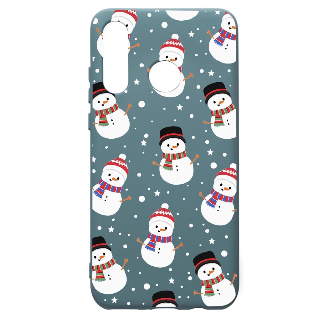 Husa Premium Silicon Compatibila Cu Huawei P30 Lite, Snowman, cu interiorul din material textil, protectie camera, Cornflower, PCF351