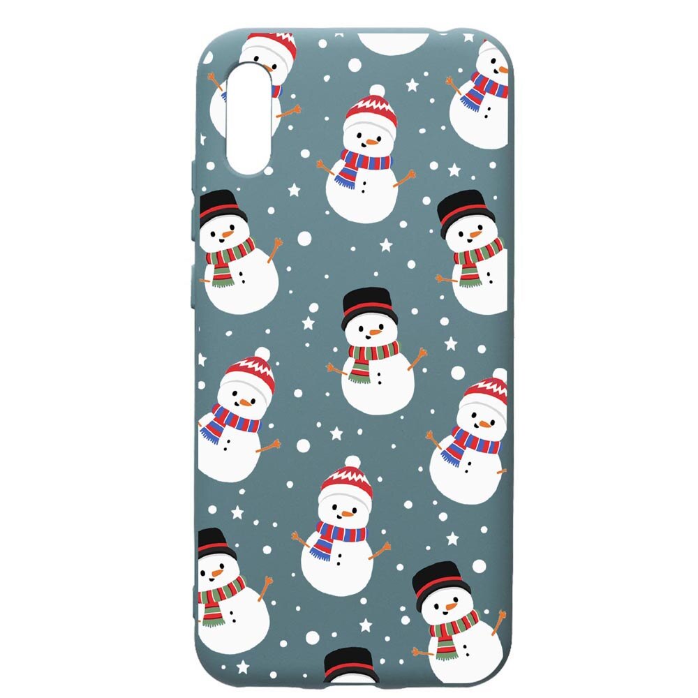 Husa Premium Silicon Compatibila Cu Huawei Y6 2019, Snowman, cu interiorul din material textil, protectie camera, Cornflower, PCF351