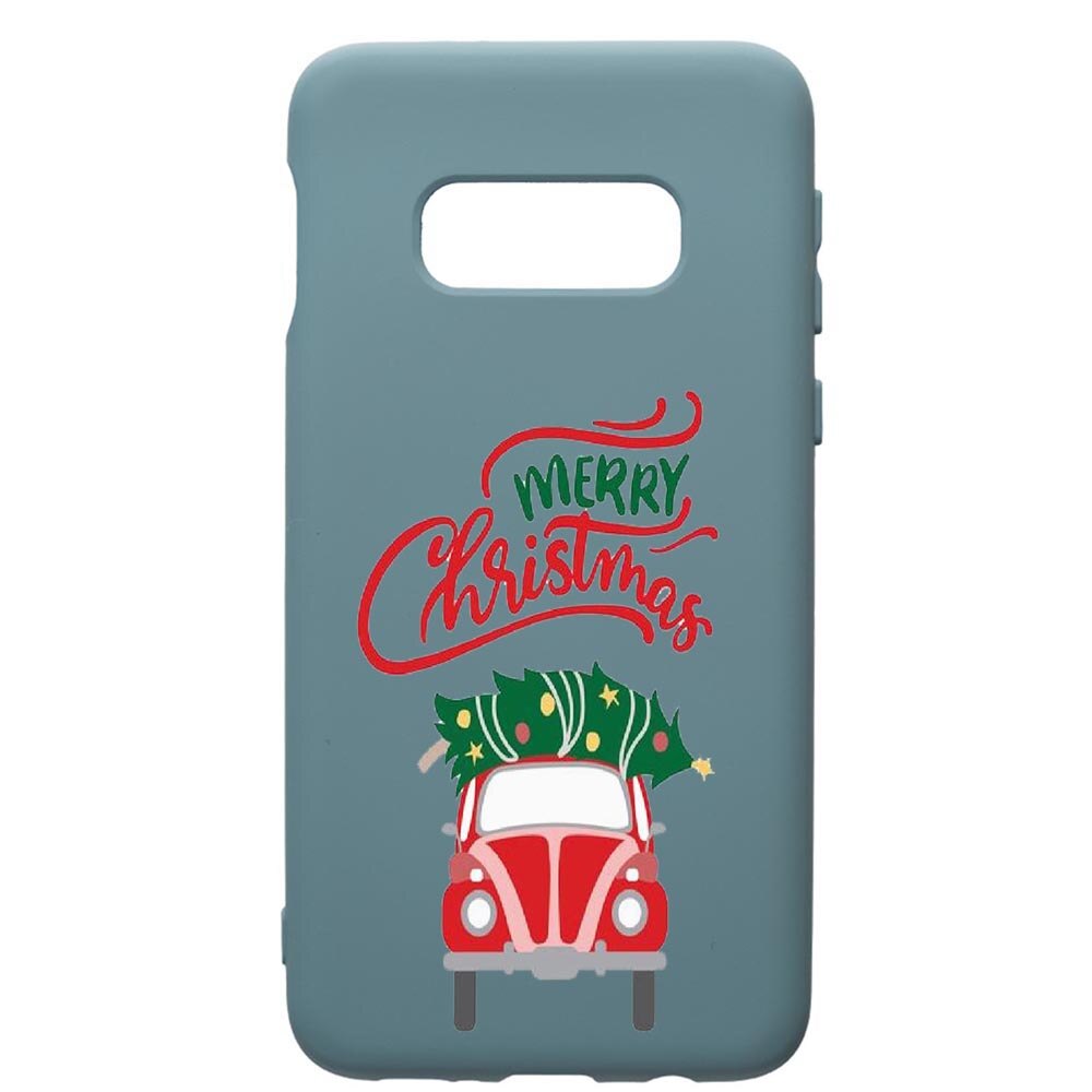 Husa Premium Silicon Compatibila Cu Samsung Galaxy S10E, Merry Xmas, cu interiorul din material textil, protectie camera, Cornflower, PCF357