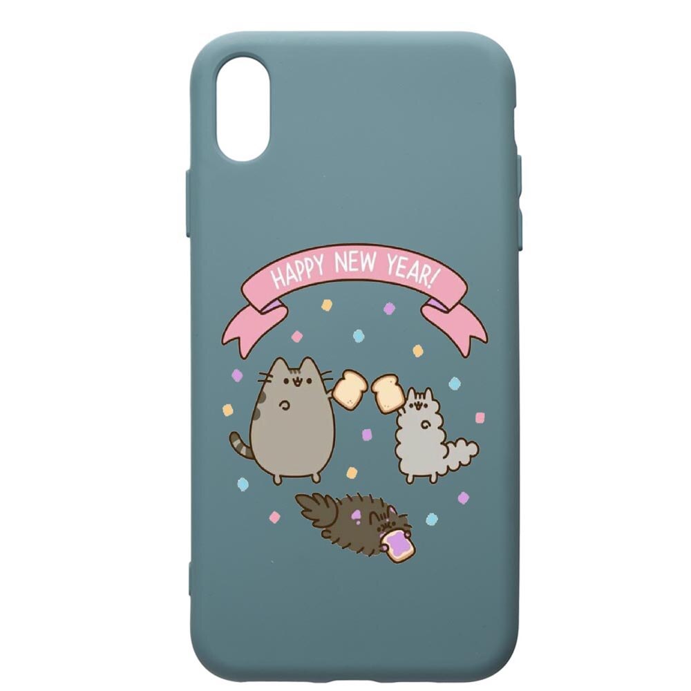 Husa Premium Silicon Compatibila Cu Apple iPhone XS Max, Happy New Year, cu interiorul din material textil, protectie camera, Cornflower, PCF356