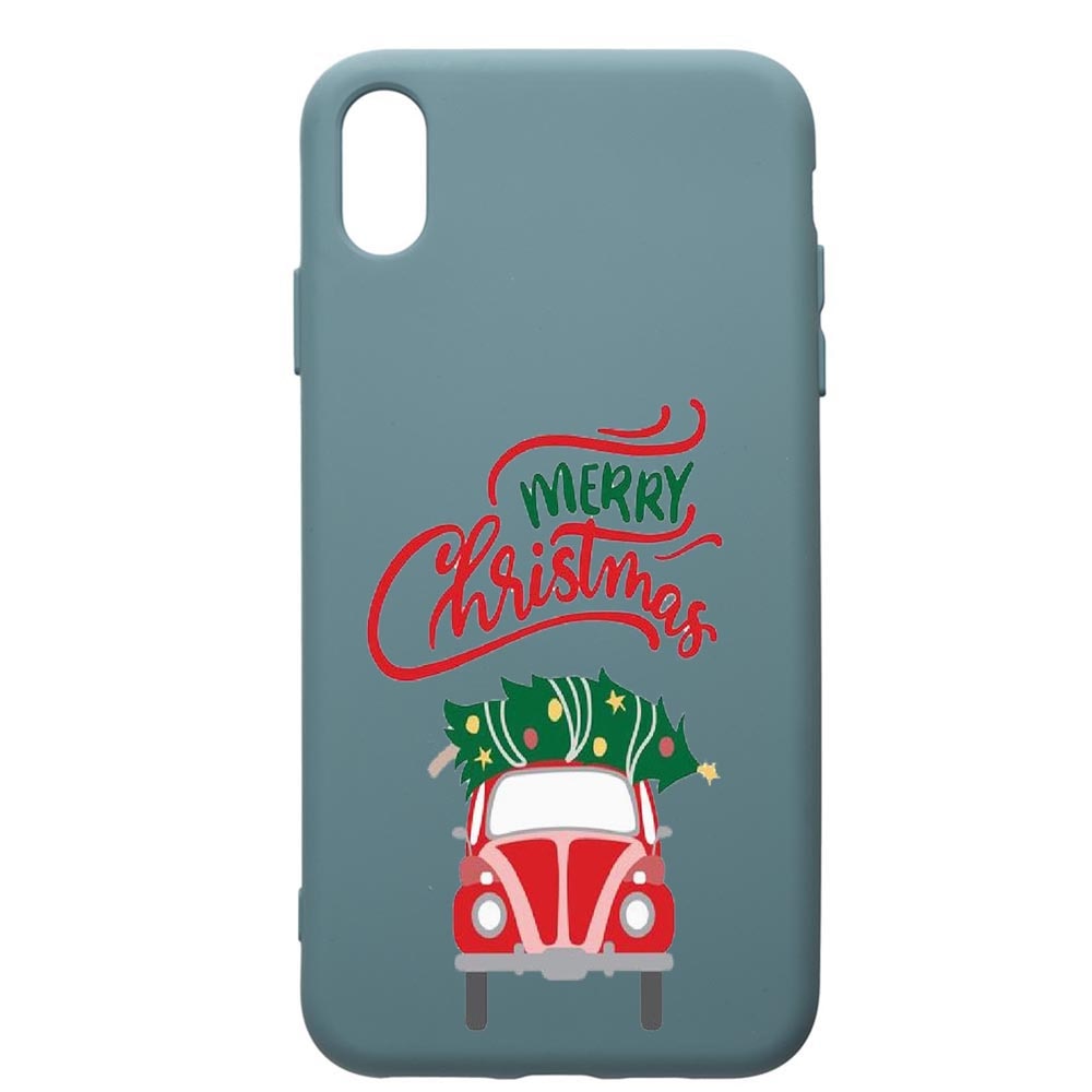 Husa Premium Silicon Compatibila Cu Apple iPhone XS Max, Merry Xmas, cu interiorul din material textil, protectie camera, Cornflower, PCF357