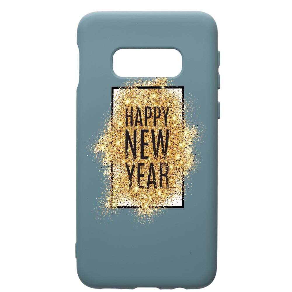 Husa Premium Silicon Compatibila Cu Samsung Galaxy S10E, Happy New Year, cu interiorul din material textil, protectie camera, Cornflower, PCF355