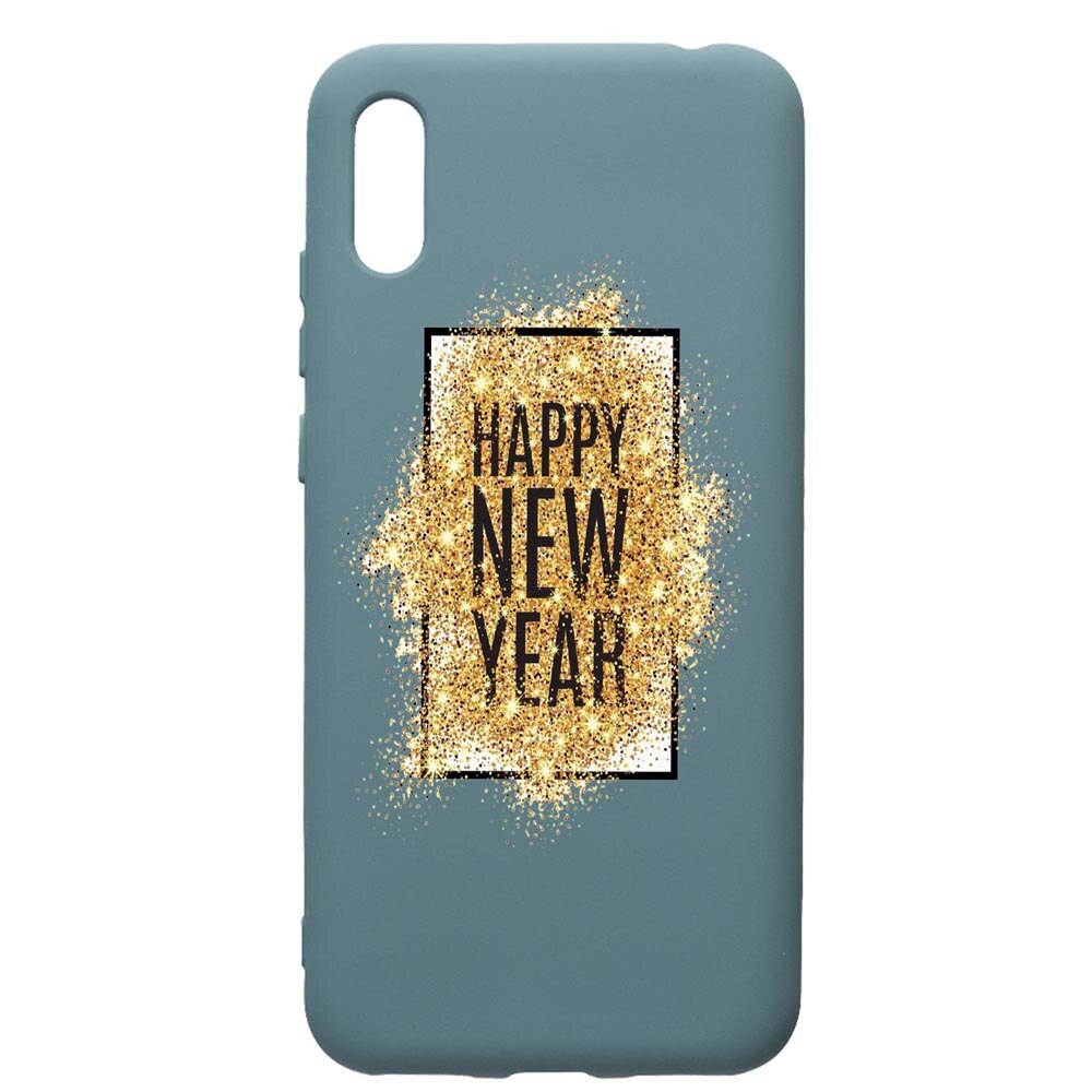Husa Premium Silicon Compatibila Cu Huawei Y6 2019, Happy New Year, cu interiorul din material textil, protectie camera, Cornflower, PCF355