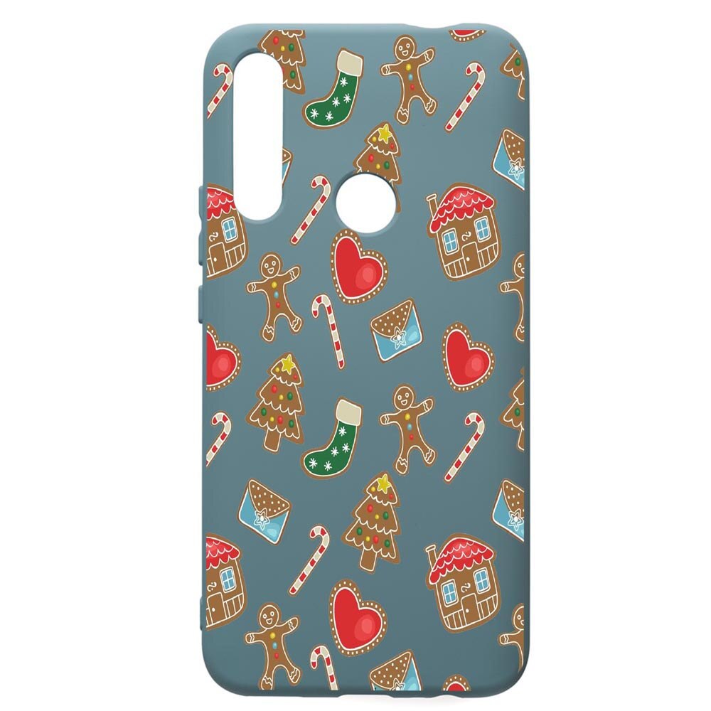 Husa Premium Silicon Compatibila Cu Huawei Y7 2019, Sweets, cu interiorul din material textil, protectie camera, Cornflower, PCF353