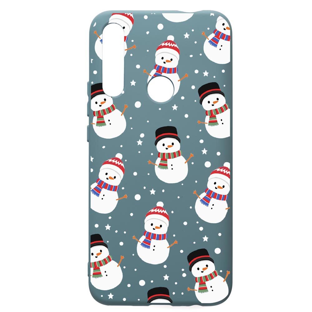 Husa Premium Silicon Compatibila Cu Huawei P Smart Z, Snowman, cu interiorul din material textil, protectie camera, Cornflower, PCF351