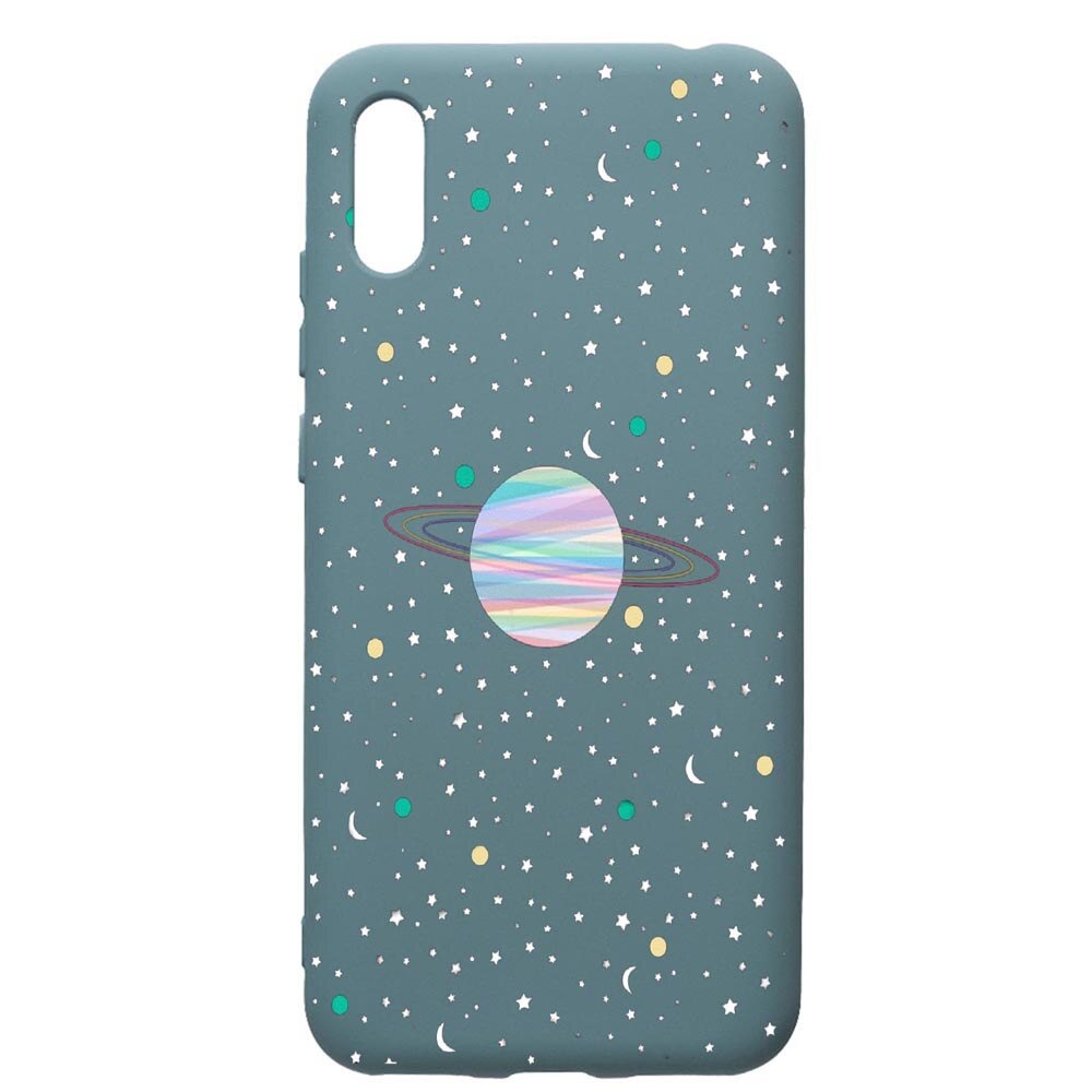 Husa Premium Silicon Compatibila Cu Huawei Y6 2019, Universe, Planets, cu interiorul din material textil, protectie camera, Cornflower, PCF468