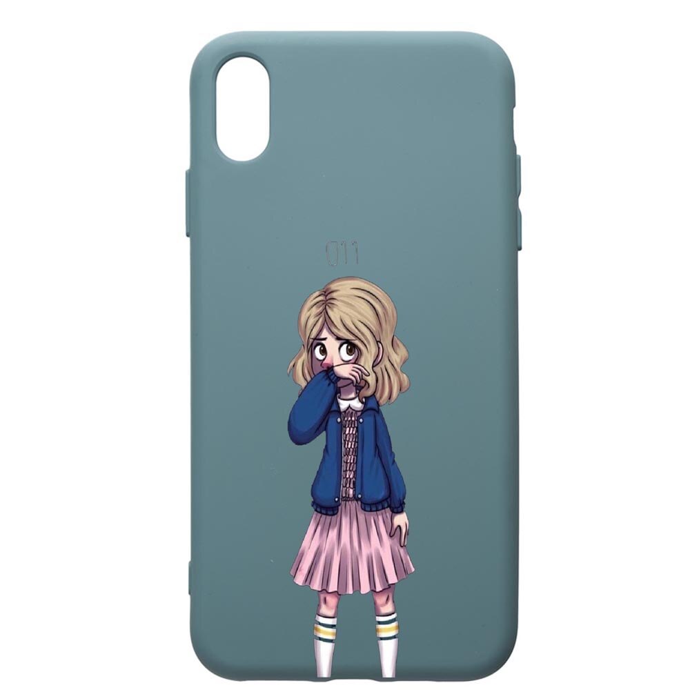Husa Premium Silicon Compatibila Cu Apple iPhone XS Max, Stranger Things, cu interiorul din material textil, protectie camera, Cornflower, PCF371
