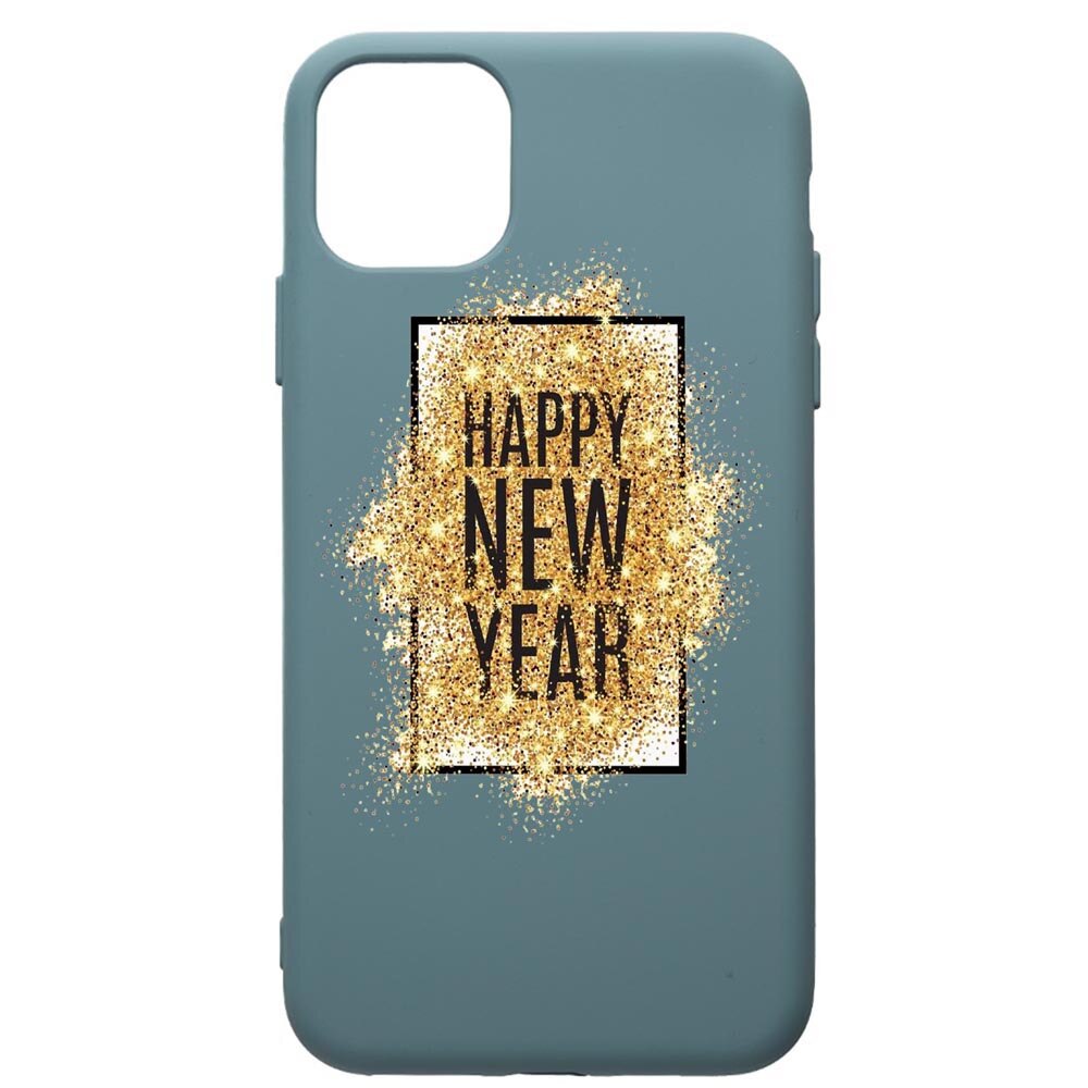 Husa Premium Silicon Compatibila Cu Apple iPhone 11 Pro Max, Happy New Year, cu interiorul din material textil, protectie camera, Cornflower, PCF355