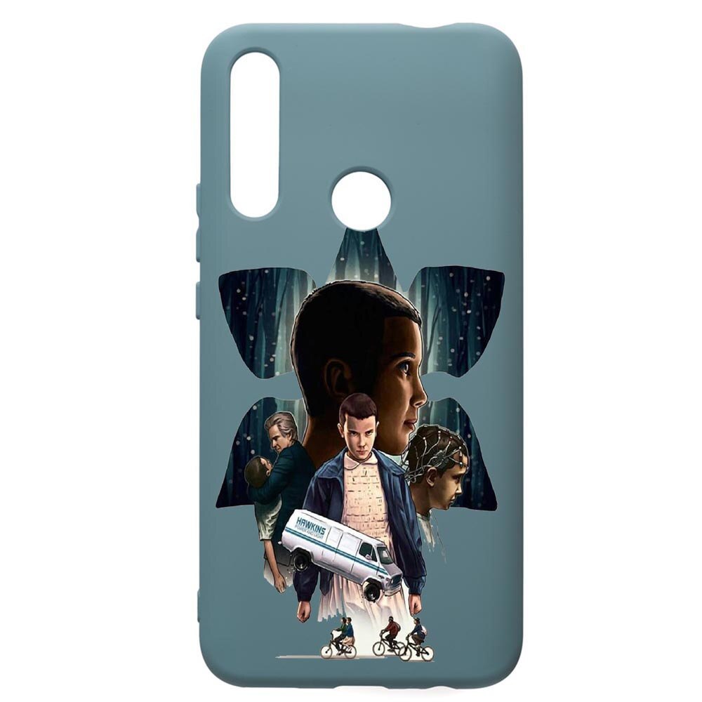Husa Premium Silicon Compatibila Cu Huawei Y7 2019, Stranger Things, cu interiorul din material textil, protectie camera, Cornflower, PCF373