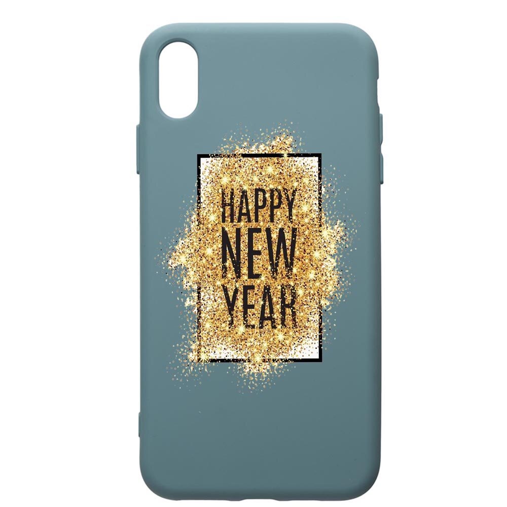 Husa Premium Silicon Compatibila Cu Apple iPhone XS Max, Happy New Year, cu interiorul din material textil, protectie camera, Cornflower, PCF355