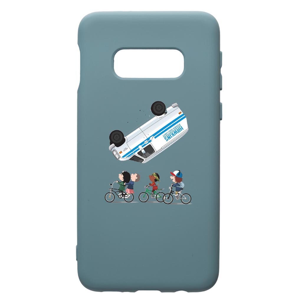 Husa Premium Silicon Compatibila Cu Samsung Galaxy S10, Stranger Things, cu interiorul din material textil, protectie camera, Cornflower, PCF370