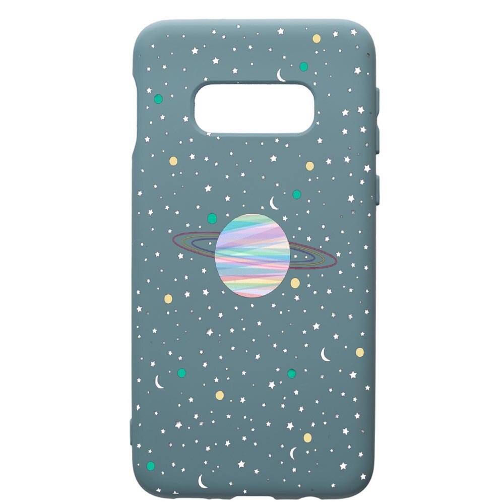 Husa Premium Silicon Compatibila Cu Samsung Galaxy S10, Universe, Planets, cu interiorul din material textil, protectie camera, Cornflower, PCF468