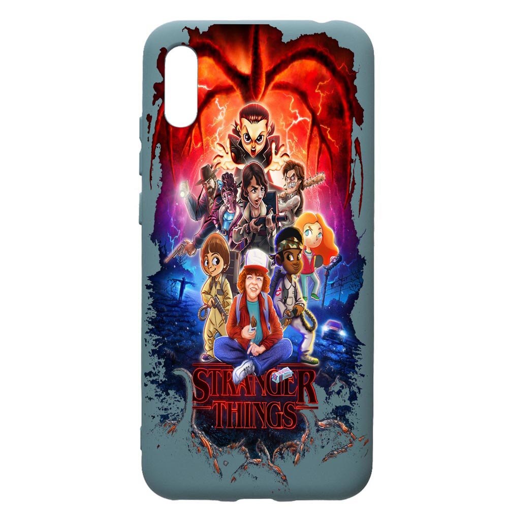 Husa Premium Silicon Compatibila Cu Huawei Y6 2019, Stranger Things, cu interiorul din material textil, protectie camera, Cornflower, PCF377