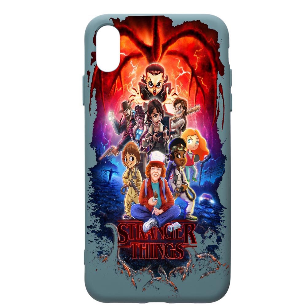 Husa Premium Silicon Compatibila Cu Apple iPhone XS Max, Stranger Things, cu interiorul din material textil, protectie camera, Cornflower, PCF377