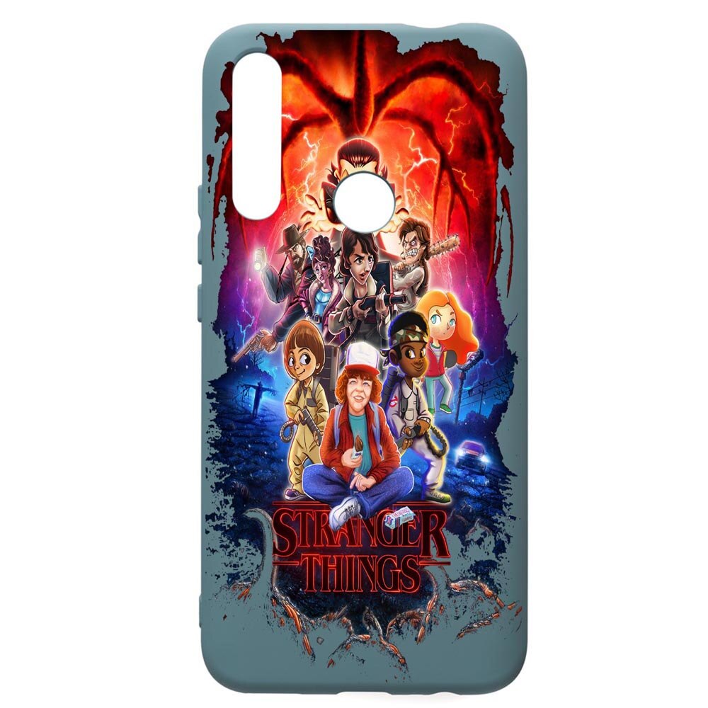 Husa Premium Silicon Compatibila Cu Huawei Y7 2019, Stranger Things, cu interiorul din material textil, protectie camera, Cornflower, PCF377