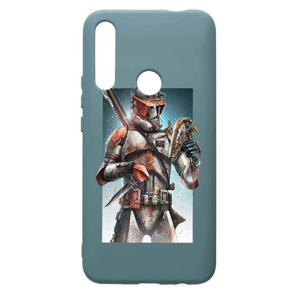 Husa Premium Silicon Compatibila Cu Huawei Y7 2019, Star Wars The Mandalorian, cu interiorul din material textil, protectie camera, Cornflower, PCF464