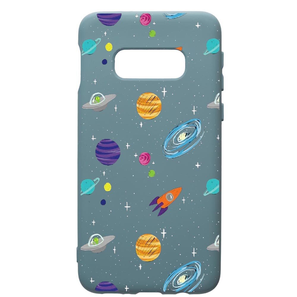 Husa Premium Silicon Compatibila Cu Samsung Galaxy S10, Universe, cu interiorul din material textil, protectie camera, Cornflower, PCF466