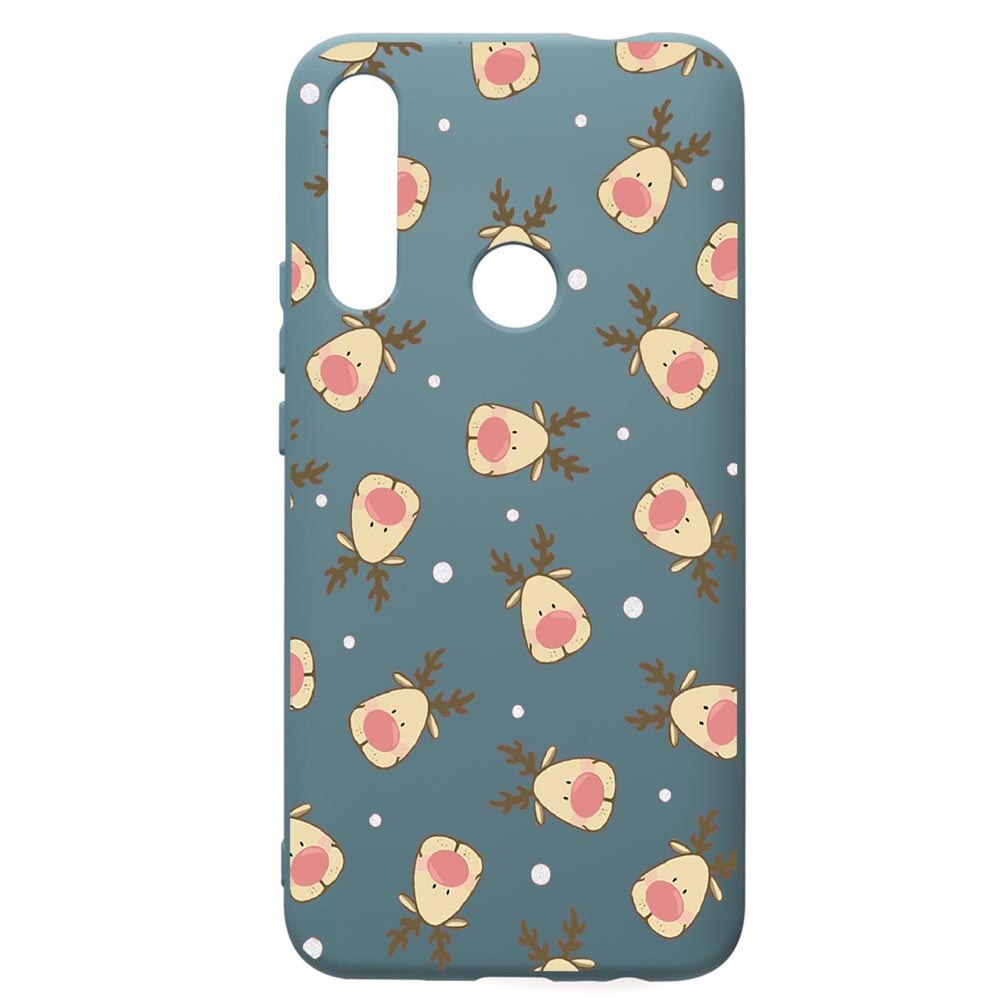 Husa Premium Silicon Compatibila Cu Huawei Y7 2019, Xmas Reindeer, cu interiorul din material textil, protectie camera, Cornflower, PCF349