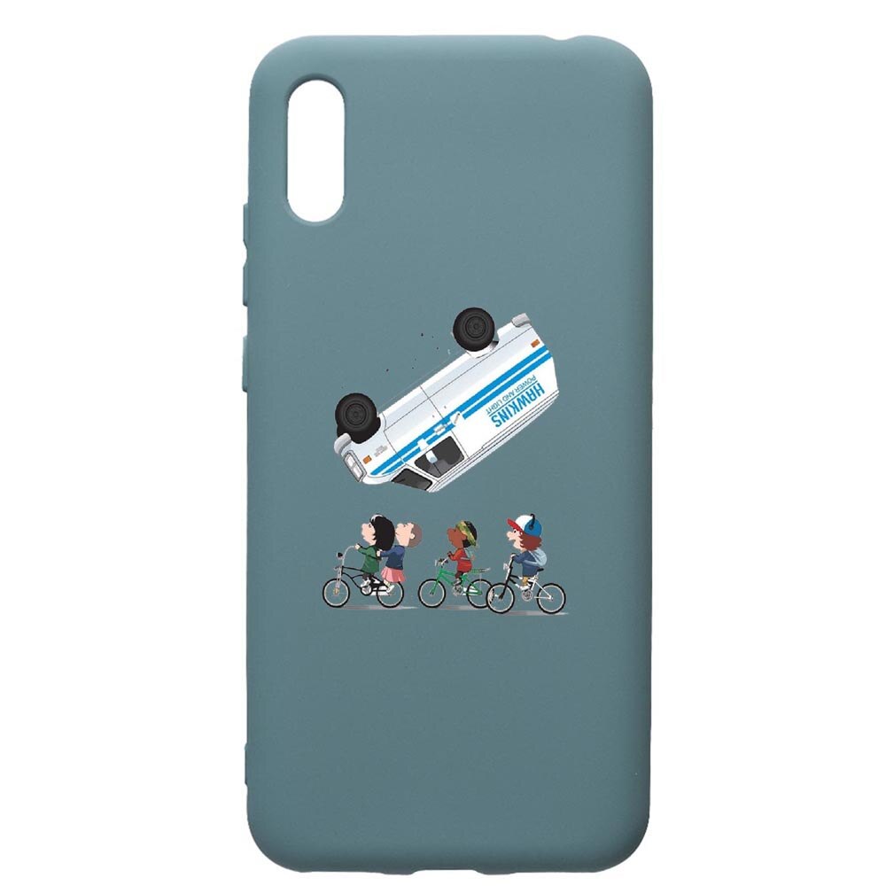 Husa Premium Silicon Compatibila Cu Huawei Y6 2019, Stranger Things, cu interiorul din material textil, protectie camera, Cornflower, PCF370