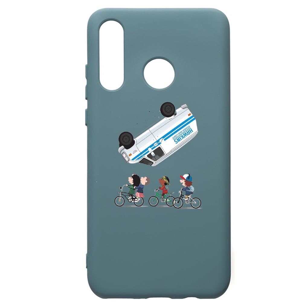 Husa Premium Silicon Compatibila Cu Huawei P30 Lite, Stranger Things, cu interiorul din material textil, protectie camera, Cornflower, PCF370