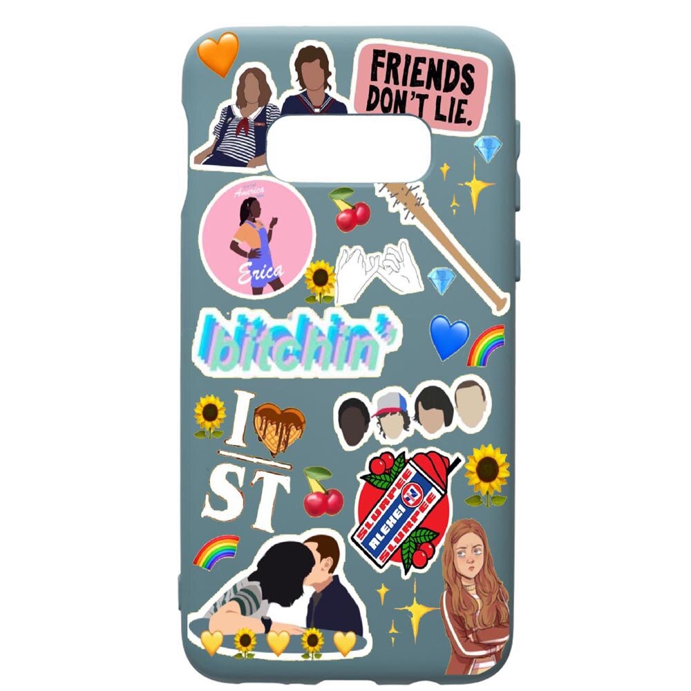 Husa Premium Silicon Compatibila Cu Samsung Galaxy S10, Stranger Things, cu interiorul din material textil, protectie camera, Cornflower, PCF376