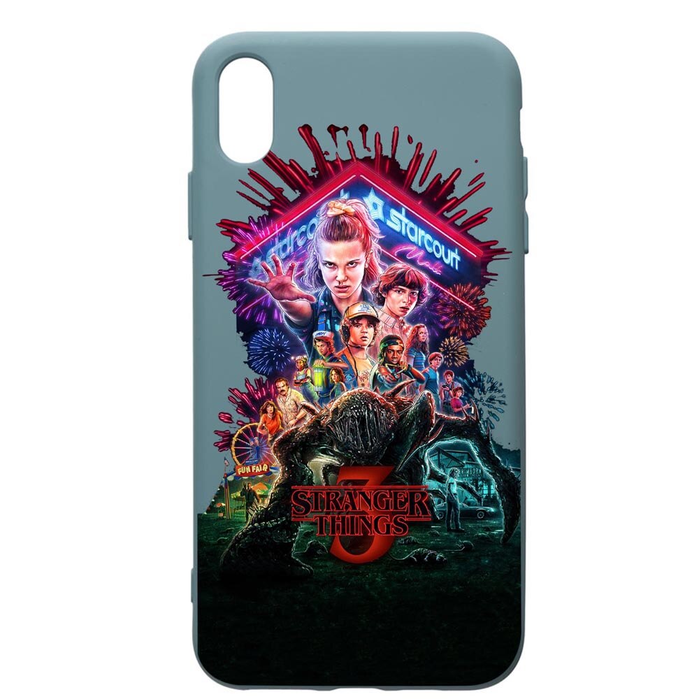 Husa Premium Silicon Compatibila Cu Apple iPhone XS Max, Stranger Things, cu interiorul din material textil, protectie camera, Cornflower, PCF372