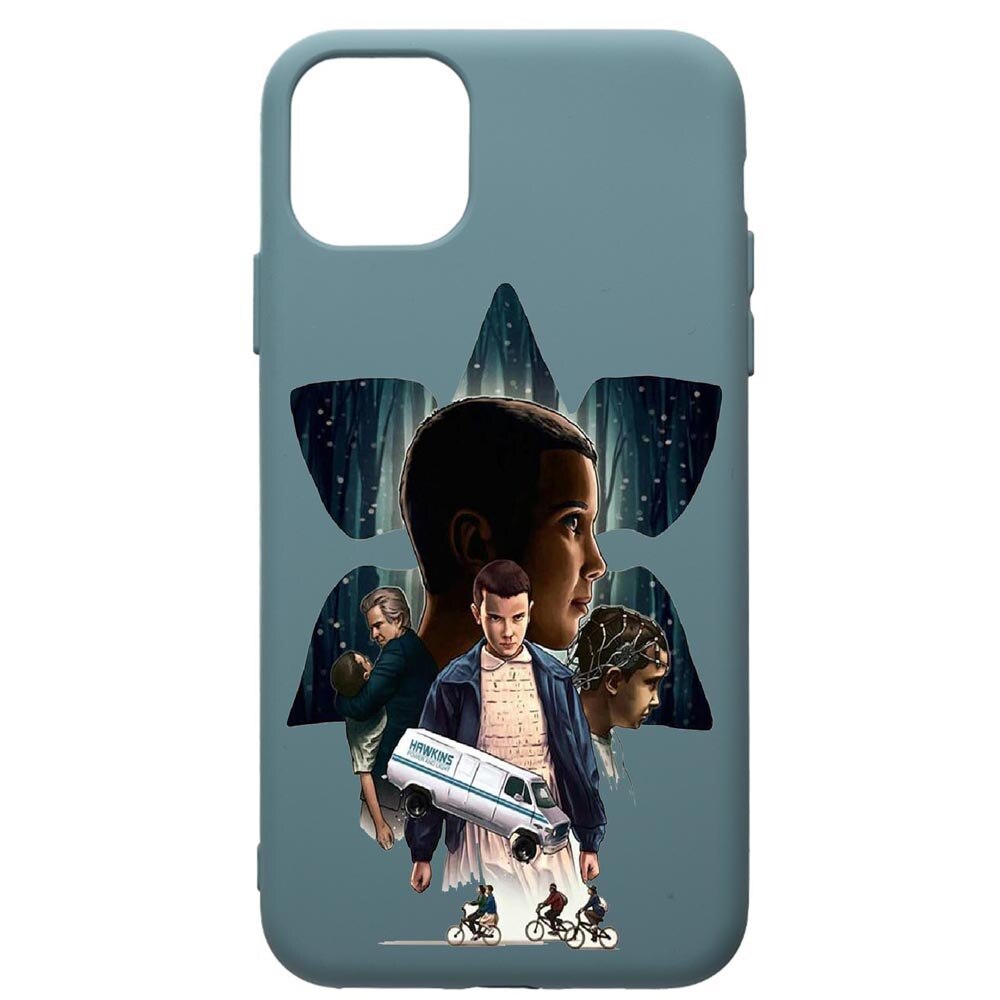 Husa Premium Silicon Compatibila Cu Apple iPhone 11 Pro Max, Stranger Things, cu interiorul din material textil, protectie camera, Cornflower, PCF373