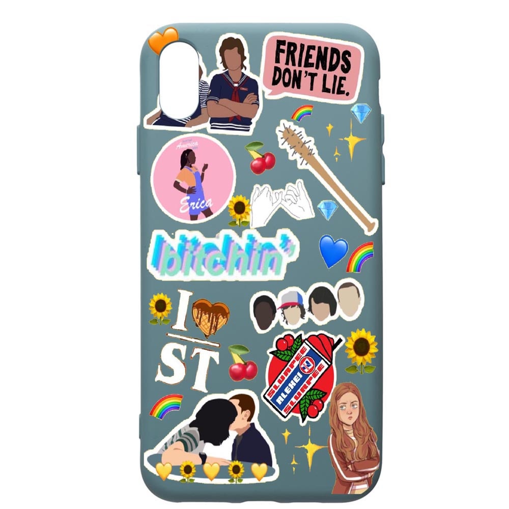 Husa Premium Silicon Compatibila Cu Apple iPhone XS Max, Stranger Things, cu interiorul din material textil, protectie camera, Cornflower, PCF376