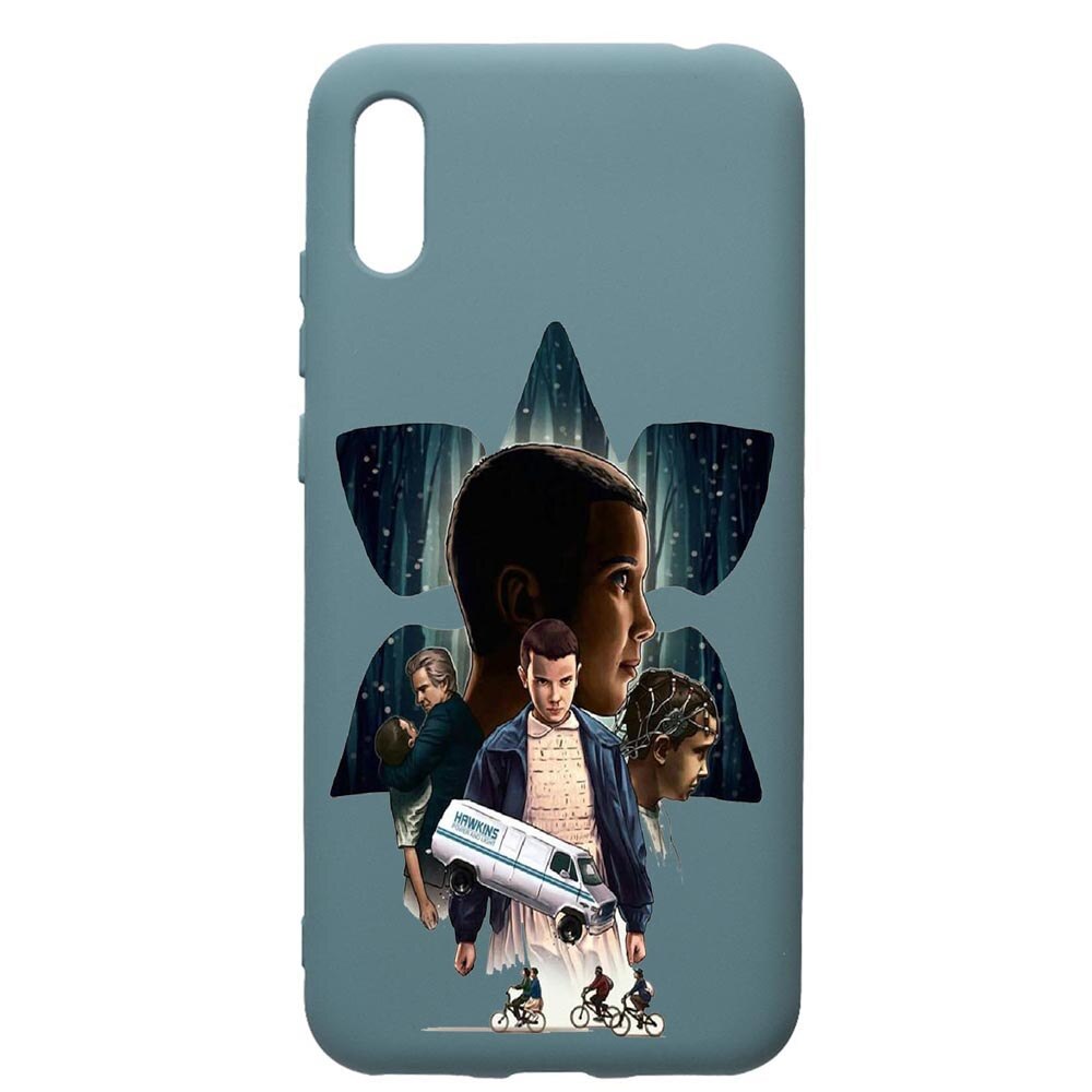 Husa Premium Silicon Compatibila Cu Huawei Y6 2019, Stranger Things, cu interiorul din material textil, protectie camera, Cornflower, PCF373