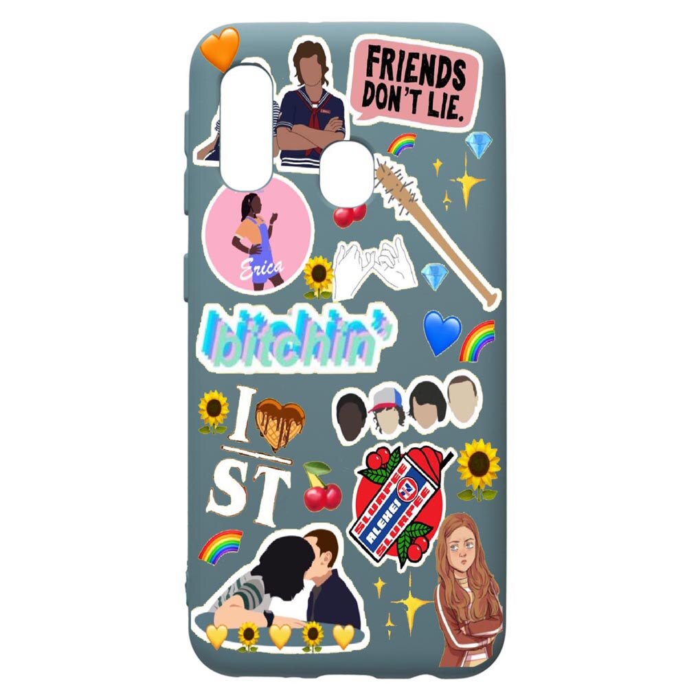Husa Premium Silicon Compatibila Cu Samsung Galaxy A20E, Stranger Things, cu interiorul din material textil, protectie camera, Cornflower, PCF376