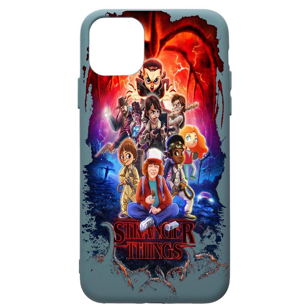 Husa Premium Silicon Compatibila Cu Apple iPhone 11 Pro Max, Stranger Things, cu interiorul din material textil, protectie camera, Cornflower, PCF377