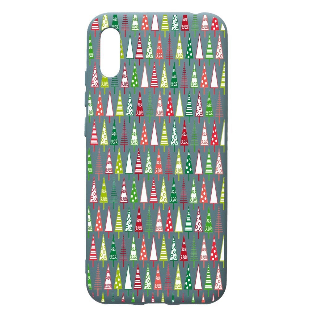 Husa Premium Silicon Compatibila Cu Huawei Y6 2019, Xmas Tree, cu interiorul din material textil, protectie camera, Cornflower, PCF340