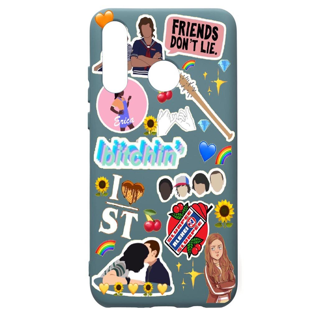 Husa Premium Silicon Compatibila Cu Huawei P30 Lite, Stranger Things, cu interiorul din material textil, protectie camera, Cornflower, PCF376