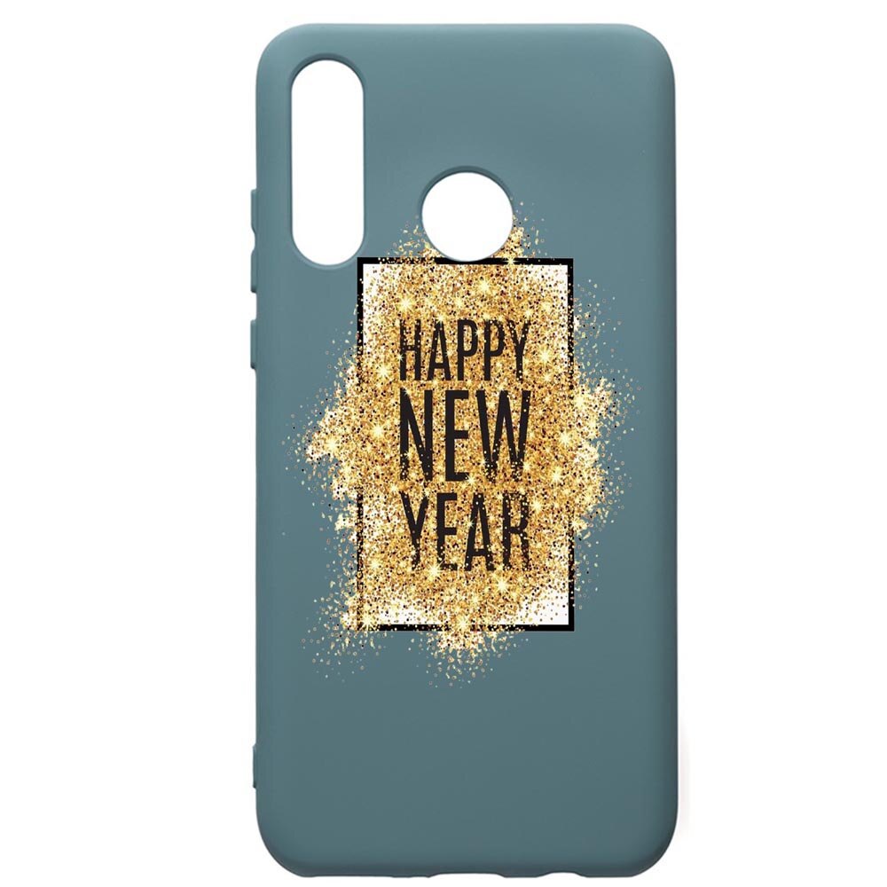 Husa Premium Silicon Compatibila Cu Huawei P30 Lite, Happy New Year, cu interiorul din material textil, protectie camera, Cornflower, PCF355