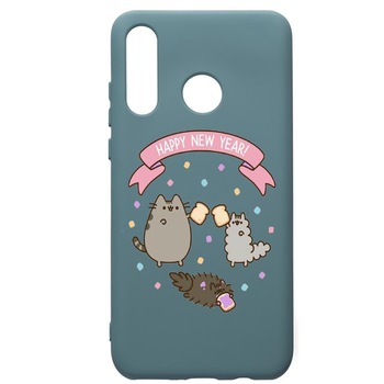 Husa Premium Silicon Compatibila Cu Huawei P30 Lite, Happy New Year, cu interiorul din material textil, protectie camera, Cornflower, PCF356 Husa Premium Silicon Compatibila Cu Huawei P30 Lite, Happy New Year, cu interiorul din material textil, protectie camera, Cornflower, PCF356