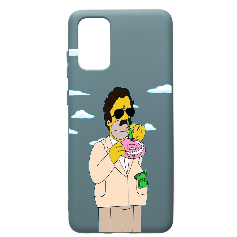 Husa Premium Silicon Compatibila Cu Samsung Galaxy S20 Plus, Narcos The Simpsons, cu interiorul din material textil, protectie camera, Cornflower, PCF440