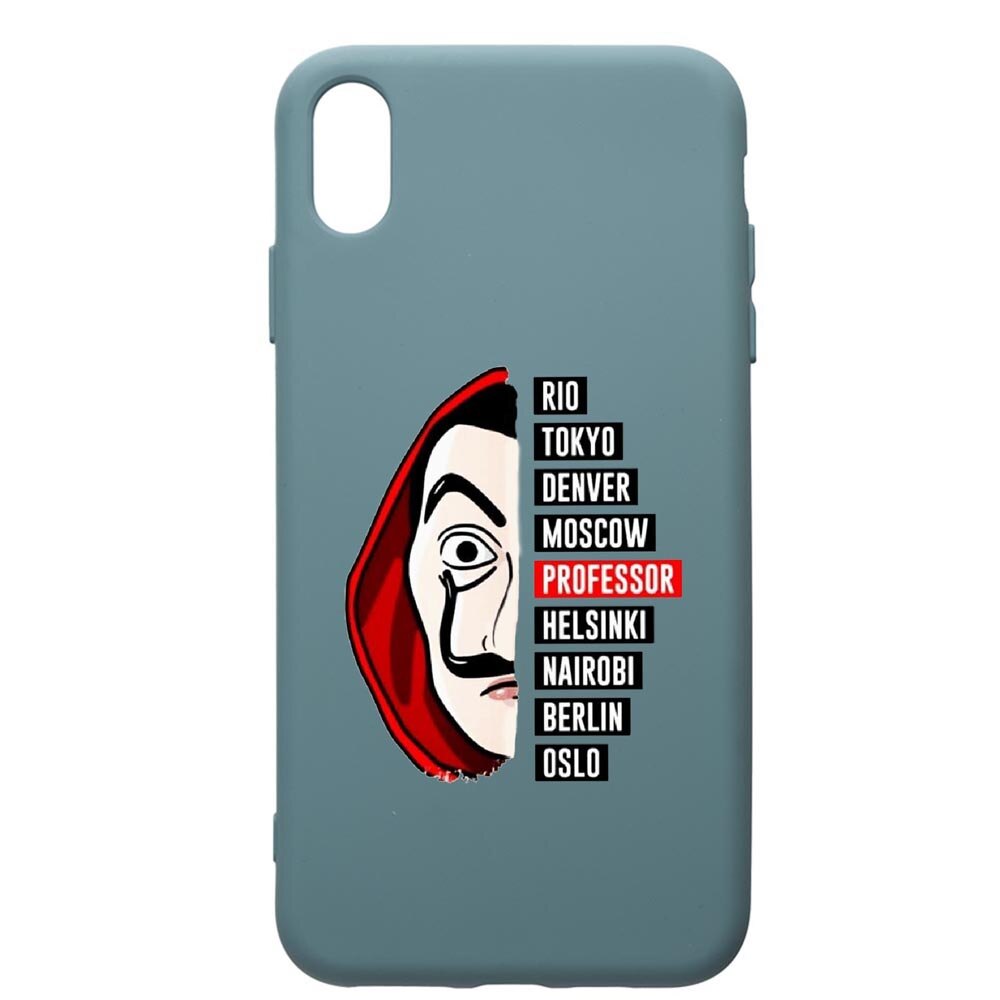 Husa Premium Silicon Compatibila Cu Apple iPhone XS Max, La Casa De Papel, cu interiorul din material textil, protectie camera, Cornflower, PCF302