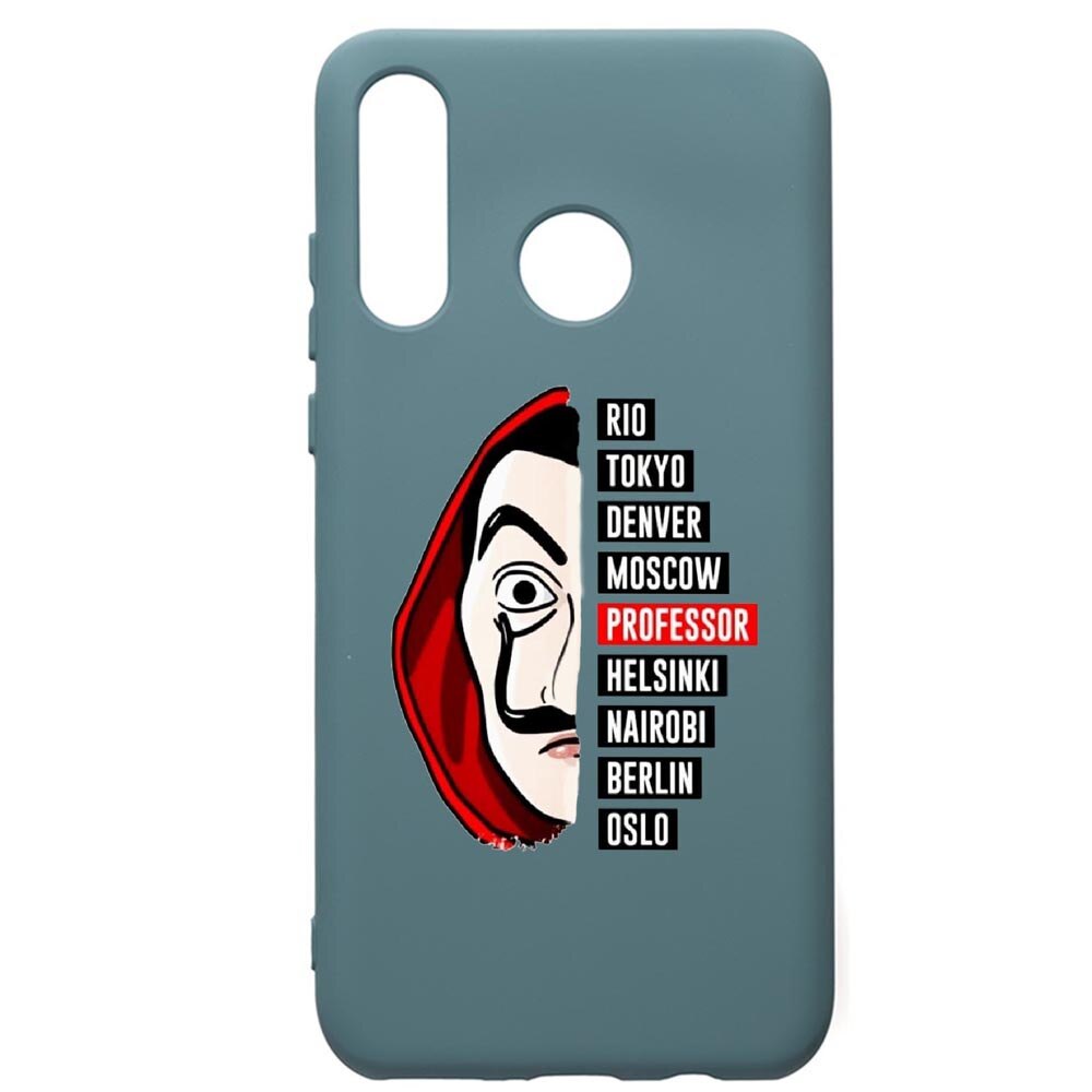 Husa Premium Silicon Compatibila Cu Huawei P30 Lite, La Casa De Papel, cu interiorul din material textil, protectie camera, Cornflower, PCF302
